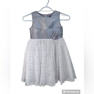 Silver Sparkling Sleeveless Dress with Tie Waist- Size 6 Girls